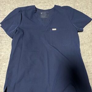 Figs Deep Blue V-Neck Scrub Top